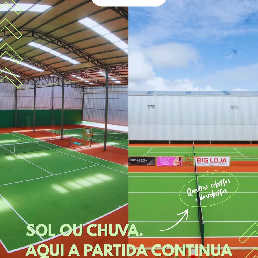 Quadras cobertas e descobertas do HB Tennis